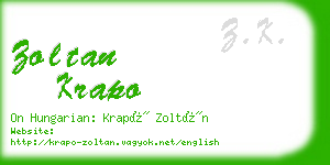 zoltan krapo business card